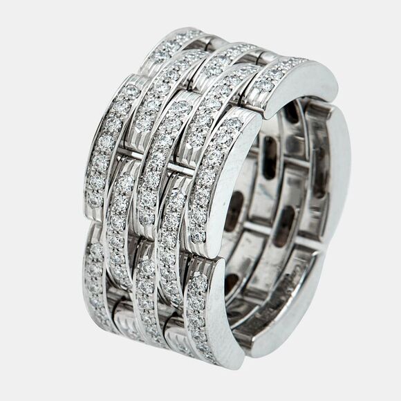 Cartier Jewelry - Cartier Maillon Panthere Diamonds 18K White Gold Ring 52